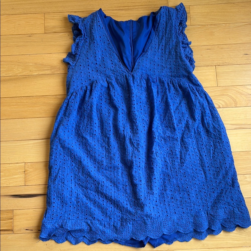 Blue Eyelet Sleeveless Dress